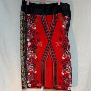Bisou Bisou Red Floral Mini Skirt